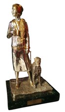  Silber Frau mit Hund Skulptur
