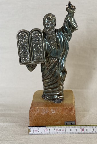 Moses statue silber auf - moses, sockel