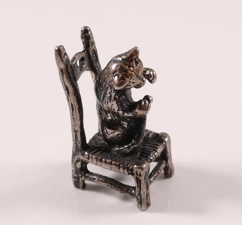 Silberfigur silber katze auf - silberfigur,